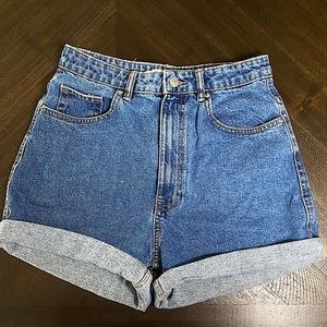 Zara Dark Denim High Waisted Mom Shorts
